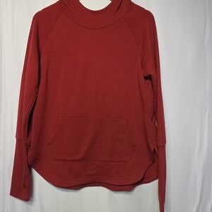 Interval Daybreak Fleece Hoodie Womens Large Rosewood Red Thumb Hole Sleeves NWT